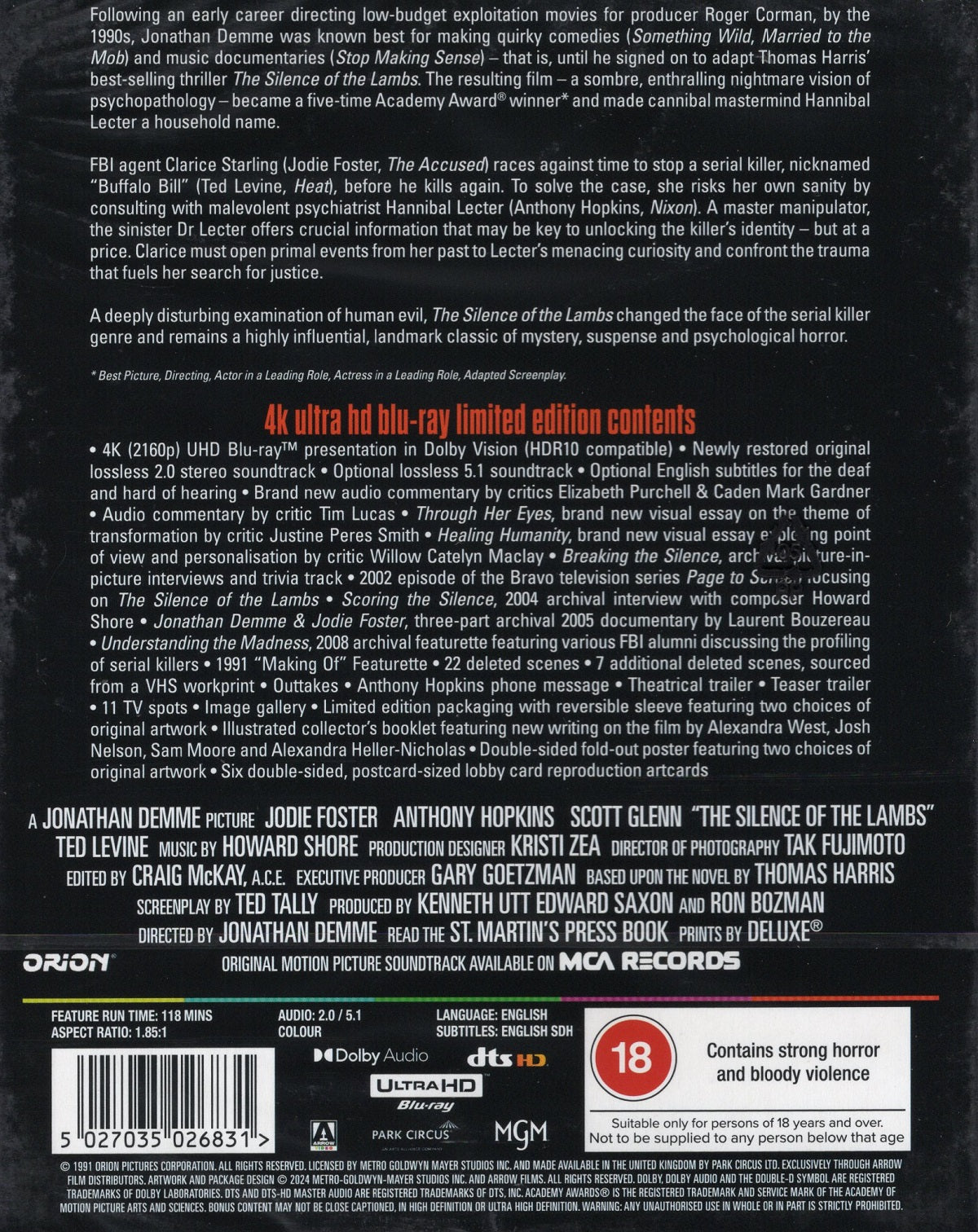 The Silence Of The Lambs 4K Ultra HD bluray limited edition 1991